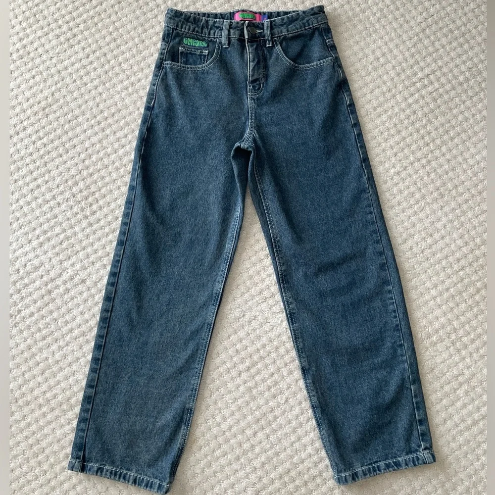 Empyre Loiter Blue Straight Leg Jeans High Waisted Denim Dark Wash 2 Zumiez - Picture 4 of 13